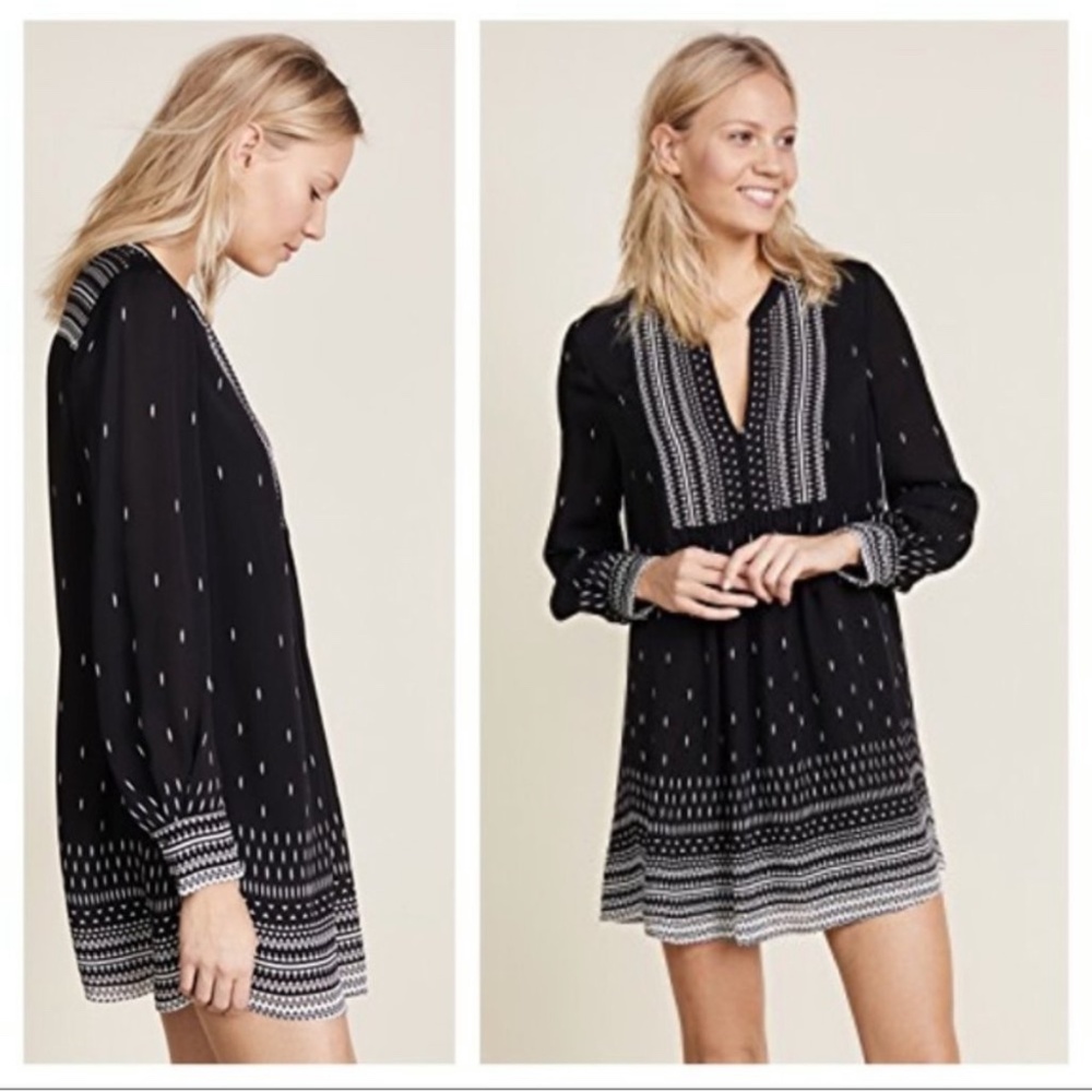 Joie 100% Silk Long Sleeve Tunic Dress XS Boho Lightweight Casual Coastal